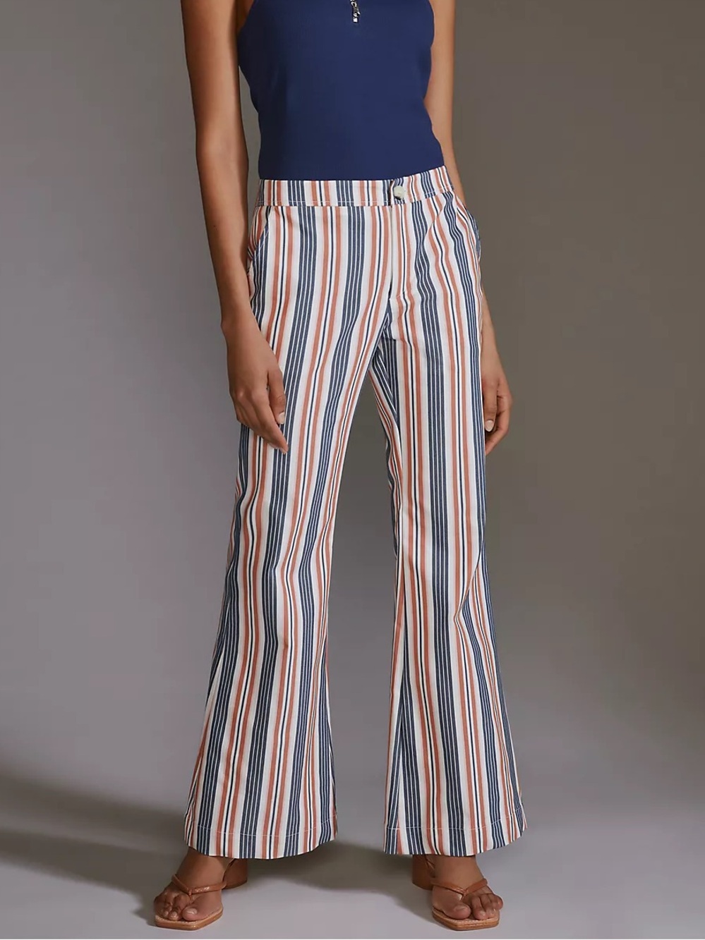 By Anthropologie Low-Rise Striped Flare Pants